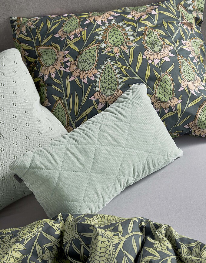 Funda Nórdica Fela, 135 x 200 cm, verde-azul, con cierre de cremallera, incluye funda de almohada 60 x 80 cm