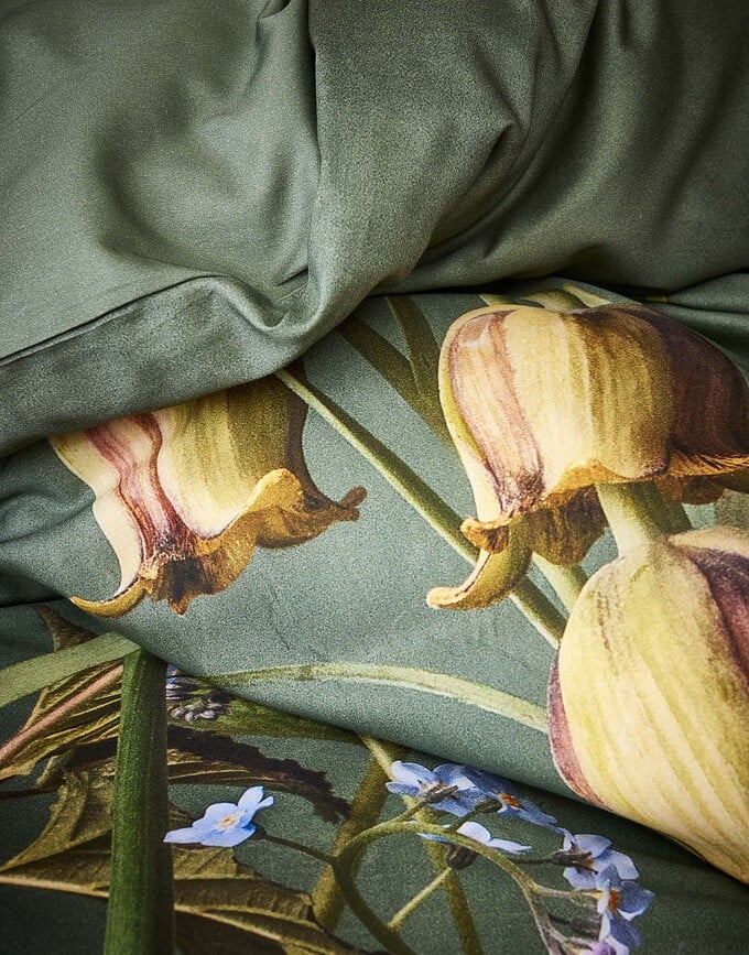 Funda Nórdica Ficaria, 200 x 200 cm, verde, con 2 fundas de almohada 80 x 80 cm, cierre de cremallera