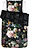 Funda Nórdica Fleur Festive, negra, 135 x 200 cm, cierre de cremallera, funda de almohada 80 x 80 cm