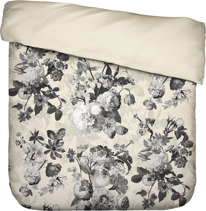 Funda Nórdica Floor, 200 x 220 cm, crema y negra, con cierre de solapa