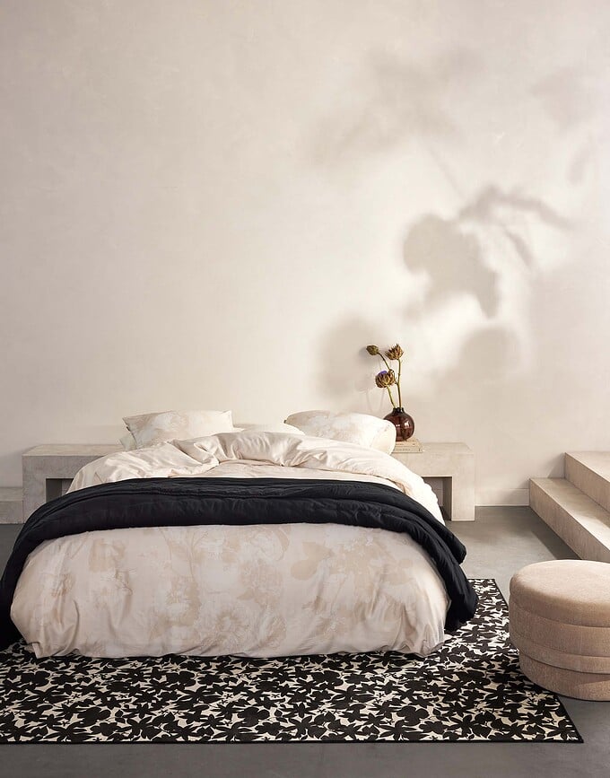 Funda Nórdica Floor, 135 x 200 cm, beige, con cierre de cremallera, con funda de almohada 80 x 80 cm