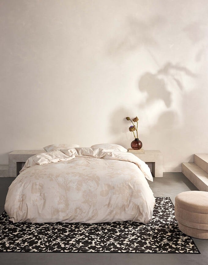 Funda Nórdica Floor, 135 x 200 cm, beige, con cierre de cremallera, con funda de almohada 80 x 80 cm