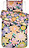 Funda Nórdica Flower Fling 140 x 220 cm, negra, con funda de almohada 60 x 70 cm y cierre de solapa