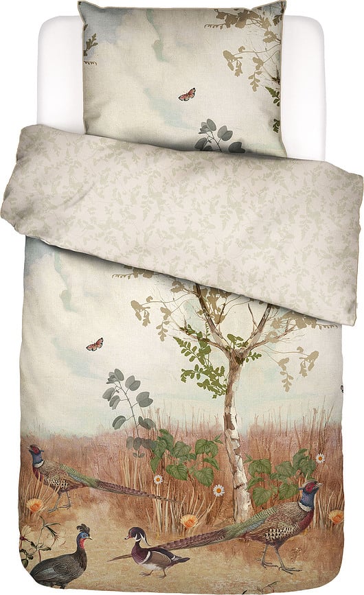 Funda Nórdica Georgia, 140 x 200 cm, blanco y marrón, con funda de almohada 70 x 90 cm, cierre de cremallera