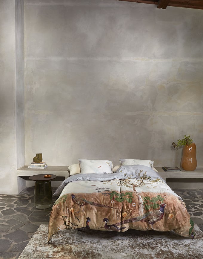 Funda Nórdica Georgia, 140 x 200 cm, blanco y marrón, con funda de almohada 70 x 90 cm, cierre de cremallera