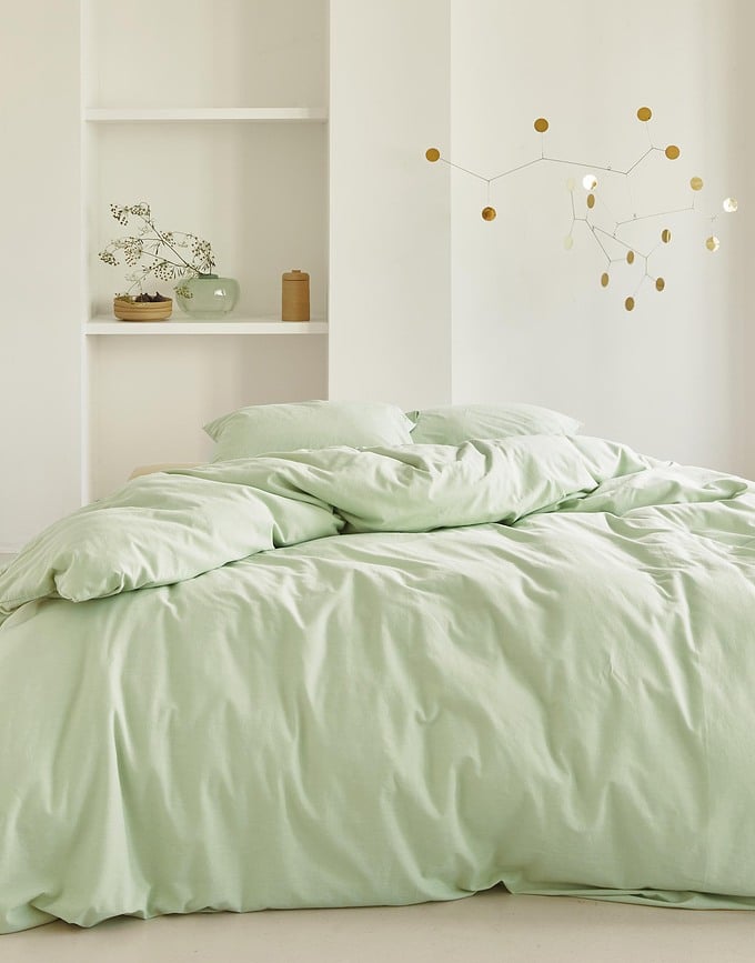 Funda Nórdica Guy, 260 x 220 cm, color pistacho, con 2 fundas de almohada de 60 x 70 cm, cierre de solapa