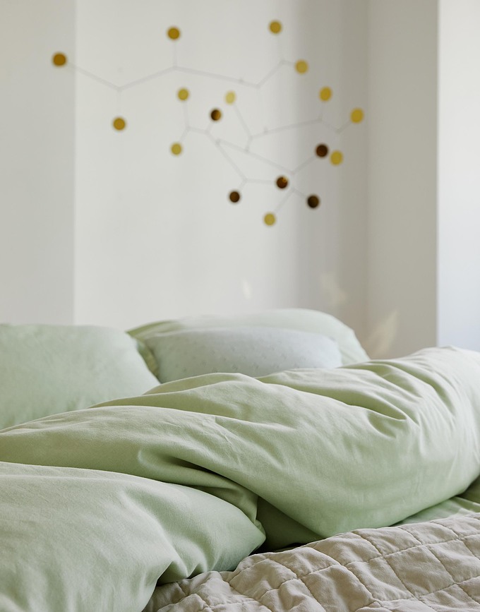 Funda Nórdica Guy, 260 x 220 cm, color pistacho, con 2 fundas de almohada de 60 x 70 cm, cierre de solapa