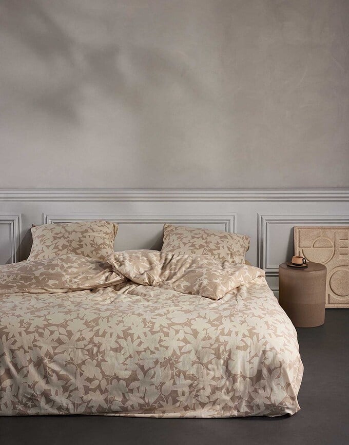 Funda Nórdica Imara, 260 x 220 cm, beige, con 2 fundas de almohada 60 x 70 cm, cierre de solapa