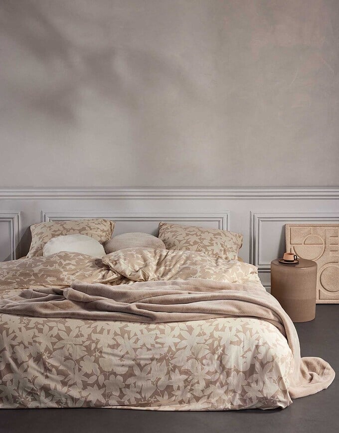 Funda Nórdica Imara, 260 x 220 cm, beige, con 2 fundas de almohada 60 x 70 cm, cierre de solapa