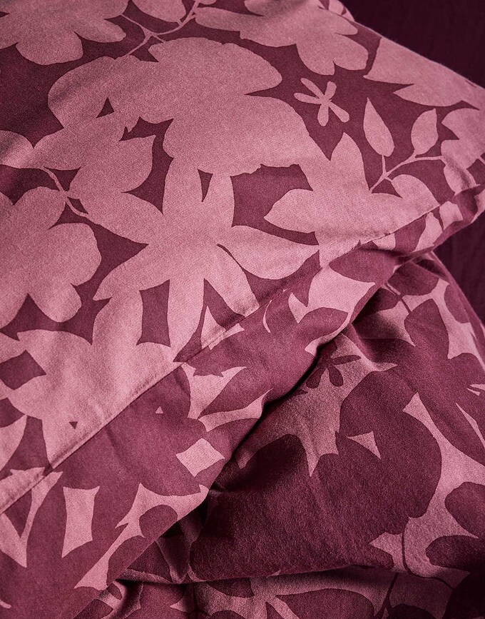 Juego de Funda Nórdica Imara, 135 x 200 cm, con funda de almohada 80 x 80 cm, color burdeos, cierre de cremallera, Set de 2 piezas