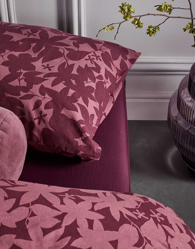 Juego de Funda Nórdica Imara, 135 x 200 cm, con funda de almohada 80 x 80 cm, color burdeos, cierre de cremallera, Set de 2 piezas