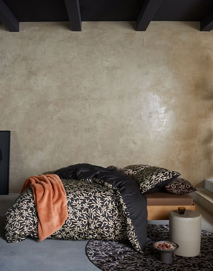 Funda Nórdica Juliette, 140 x 200 cm, negra, con funda de almohada 70 x 90 cm, cierre de cremallera