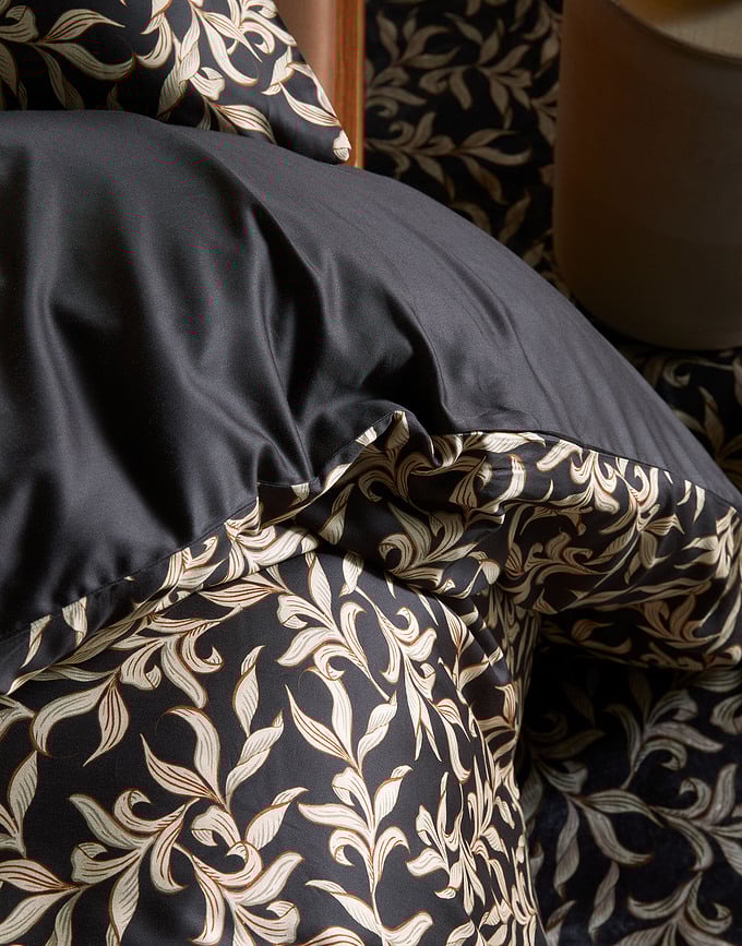 Funda Nórdica Juliette, 140 x 200 cm, negra, con funda de almohada 70 x 90 cm, cierre de cremallera