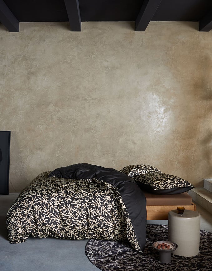 Funda Nórdica Juliette, 140 x 200 cm, negra, con funda de almohada 70 x 90 cm, cierre de cremallera