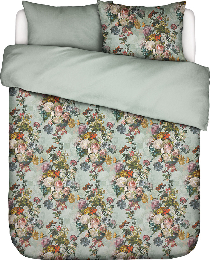 Funda Nórdica Karli, 200 x 200 cm, verde claro, con 2 fundas de almohada 70 x 90 cm, cierre de cremallera