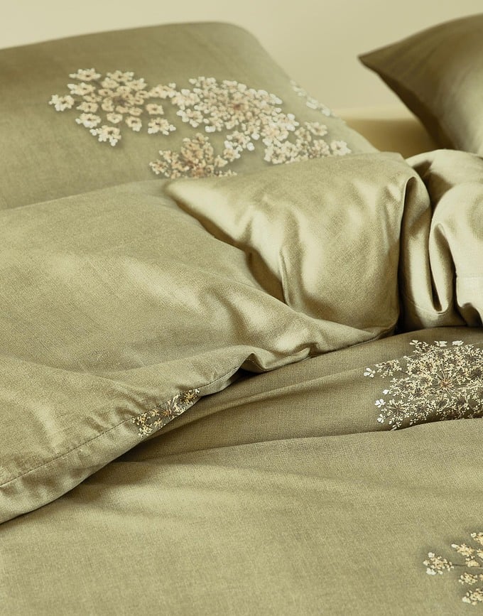 Juego de Funda Nórdica Lauren 155 x 220 cm, verde claro, con funda de almohada 80 x 80 cm, cierre de cremallera