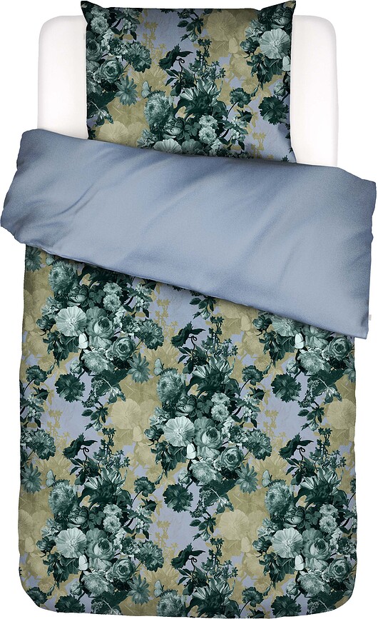 Funda Nórdica Leila 155 x 220 cm, verde y azul, con cierre de cremallera, funda de almohada 80 x 80 cm