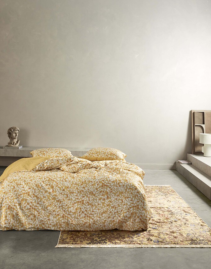 Funda Nórdica Lenthe, 260 x 220 cm, amarilla, cierre de solapa, Set de 3 piezas (2 fundas de almohada 60 x 70 cm)