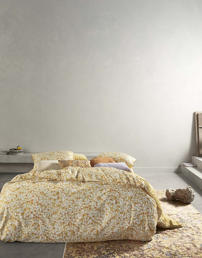 Funda Nórdica Lenthe, 260 x 220 cm, amarilla, cierre de solapa, Set de 3 piezas (2 fundas de almohada 60 x 70 cm)