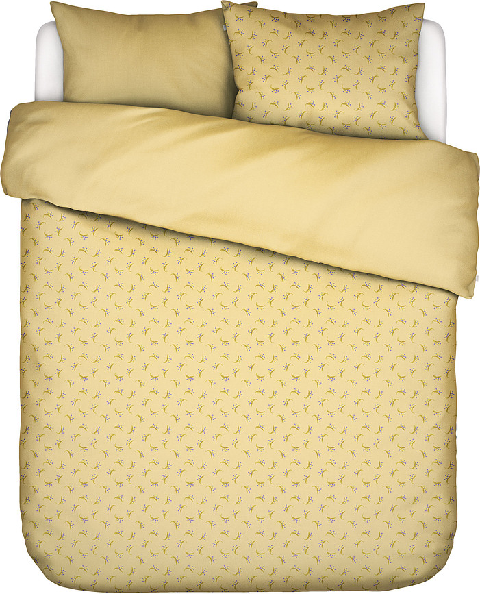 Funda Nórdica Lily Melody, 240 x 220 cm, amarilla, con 2 fundas de almohada 60 x 70 cm, cierre de solapa, Set de 3 piezas