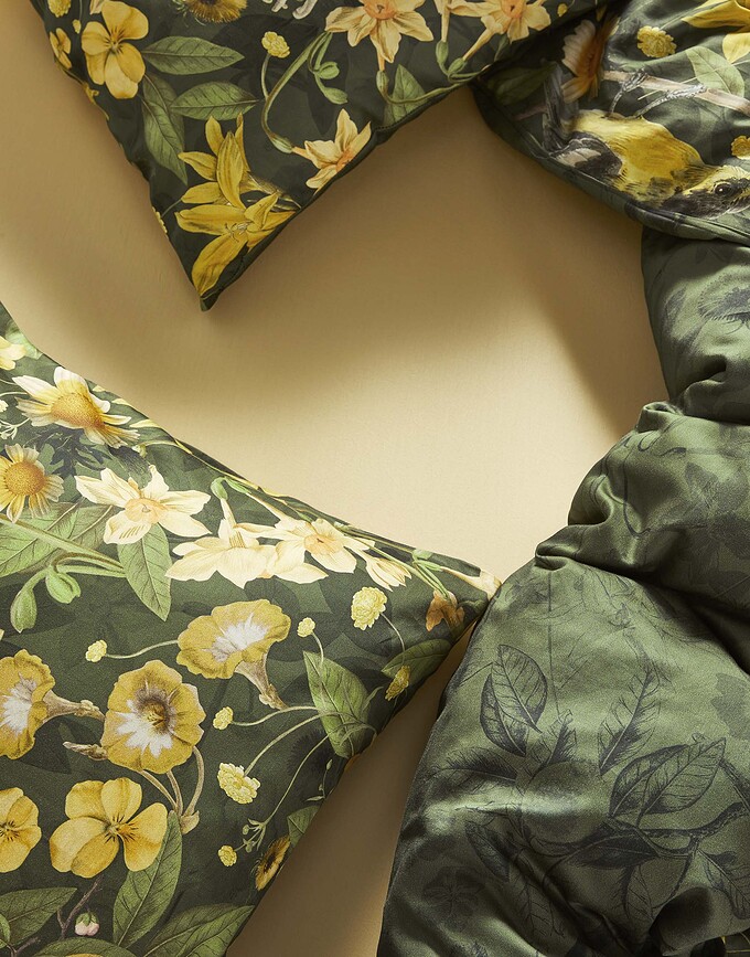 Juego de Funda Nórdica Lisa, 260 x 220 cm, verde, con 2 fundas de almohada 60 x 70 cm, cierre con solapa