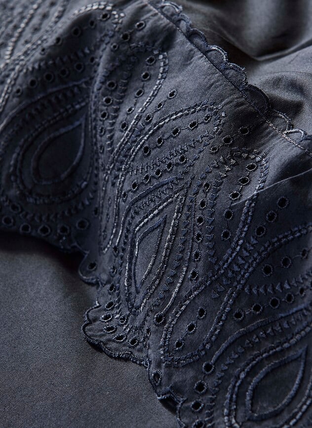 Juego de Funda Nórdica Maen, 200 x 220 cm, azul marino oscuro, con 2 fundas de almohada 60 x 70 cm, cierre de solapa