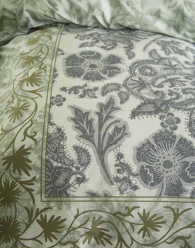 Funda Nórdica Maere, 260 x 220 cm, verde, cierre con solapa, con 2 fundas de almohada 60 x 70 cm