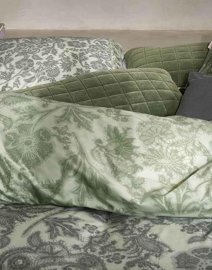 Funda Nórdica Maere, 260 x 220 cm, verde, cierre con solapa, con 2 fundas de almohada 60 x 70 cm