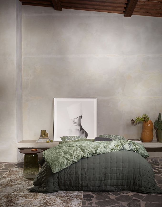 Funda Nórdica Maere, 260 x 220 cm, verde, cierre con solapa, con 2 fundas de almohada 60 x 70 cm