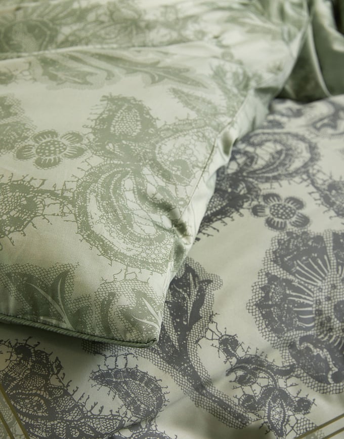 Funda Nórdica Maere, 260 x 220 cm, verde, cierre con solapa, con 2 fundas de almohada 60 x 70 cm