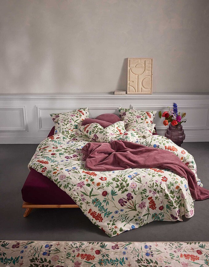 Juego de Funda Nórdica Marigold, 200 x 200 cm, vainilla, cierre de solapa, con 2 fundas de almohada 80 x 80 cm