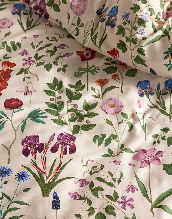 Juego de Funda Nórdica Marigold, 200 x 200 cm, vainilla, cierre de solapa, con 2 fundas de almohada 80 x 80 cm