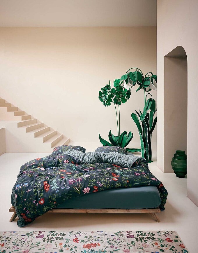 Juego de Funda Nórdica Marigold, 240 x 220 cm, verde, cierre de solapa, con 2 fundas de almohada 60 x 70 cm