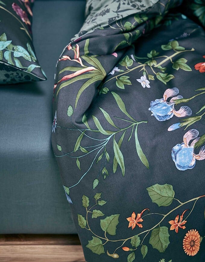 Juego de Funda Nórdica Marigold, 240 x 220 cm, verde, cierre de solapa, con 2 fundas de almohada 60 x 70 cm