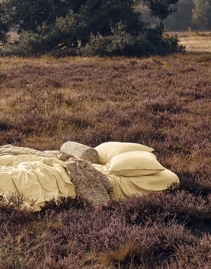 Juego de Funda Nórdica Minte, 200 x 200 cm, amarillo, con 2 fundas de almohada 80 x 80 cm, cierre de cremallera