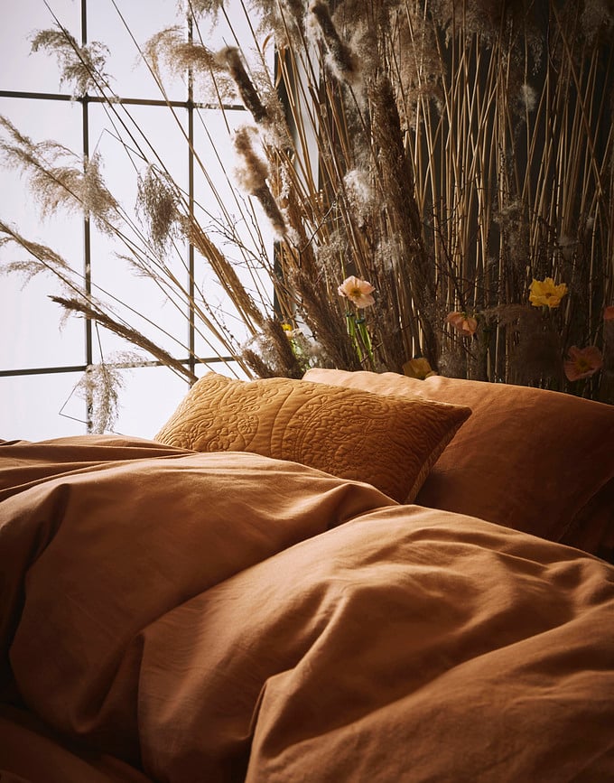 Funda Nórdica Minte, 135 x 200 cm, marrón, con funda de almohada 80 x 80 cm, cierre de cremallera