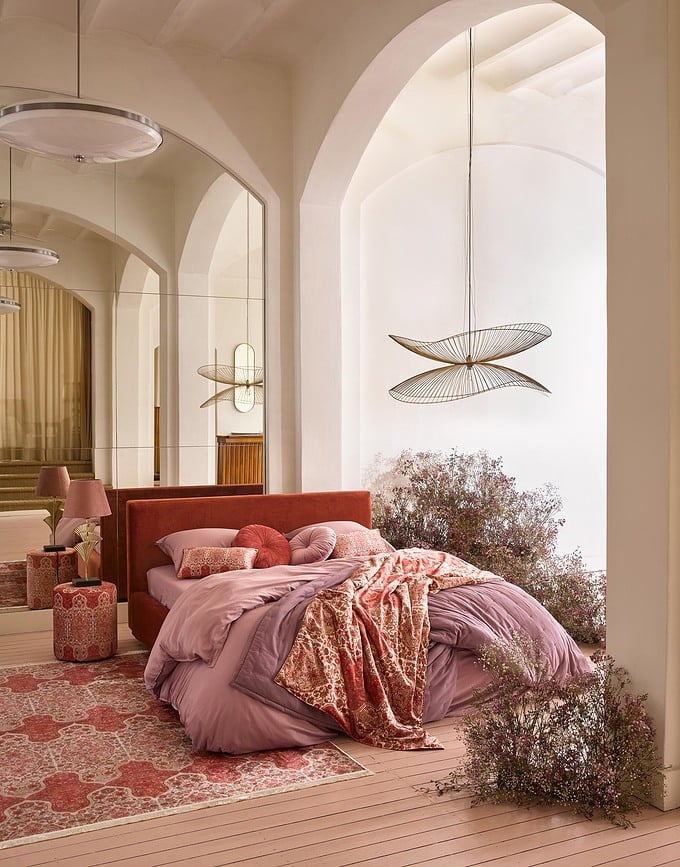 Juego de Funda Nórdica Minte, 200 x 200 cm, rosa, cierre de cremallera, incluye 2 fundas de almohada 80 x 80 cm