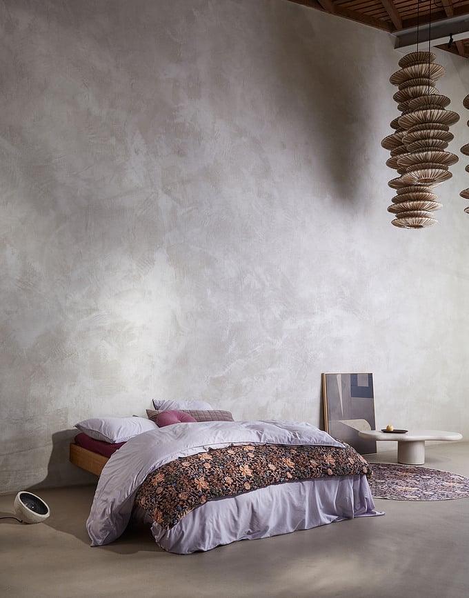 Juego de Cama Minte, 260 x 220 cm, violeta, con 2 fundas de almohada 60 x 70 cm, cierre de solapa