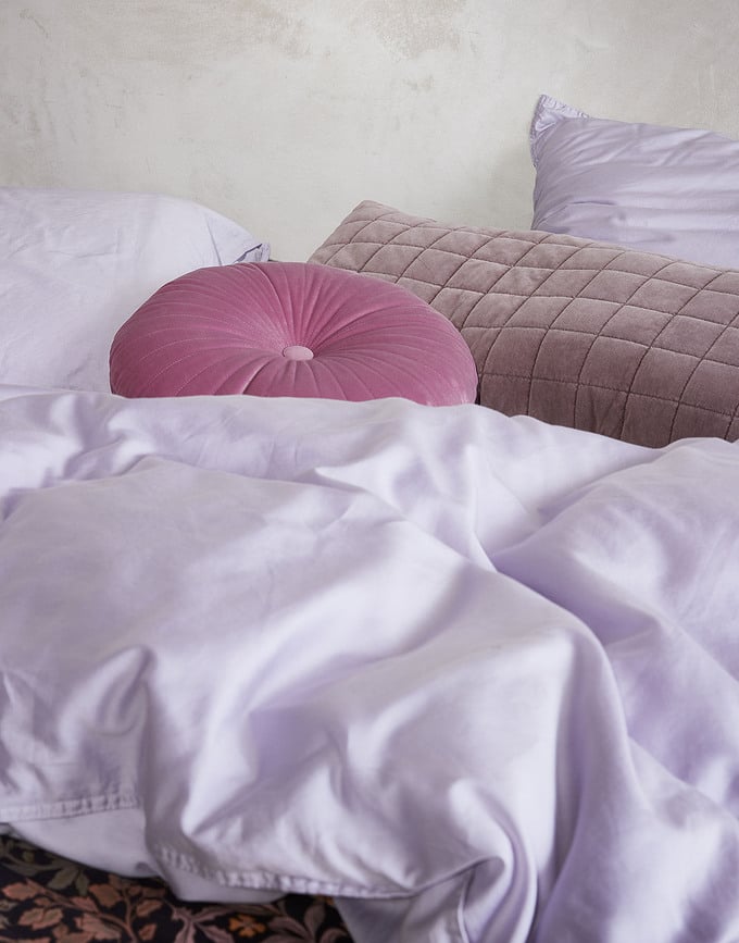 Juego de Cama Minte, 260 x 220 cm, violeta, con 2 fundas de almohada 60 x 70 cm, cierre de solapa