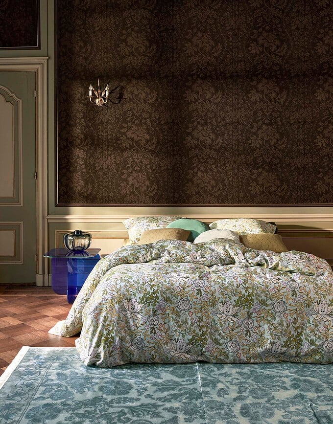 Juego de Funda Nórdica Ophelia, 260 x 220 cm, azul claro, con 2 fundas de almohada 60 x 70 cm, cierre de solapa