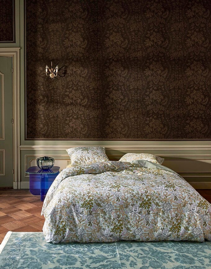 Juego de Funda Nórdica Ophelia, 260 x 220 cm, azul claro, con 2 fundas de almohada 60 x 70 cm, cierre de solapa