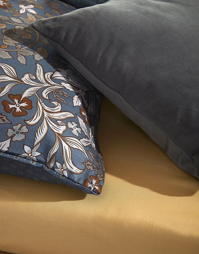 Funda Nórdica Ophelia, 135 x 200 cm, azul oscuro, con funda de almohada 60 x 80 cm, cierre de cremallera