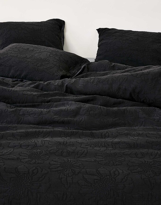 Funda Nórdica Philippine, 200 x 200 cm, antracita, con cremallera, Set de 3 piezas (2 fundas de almohada 80 x 80 cm)