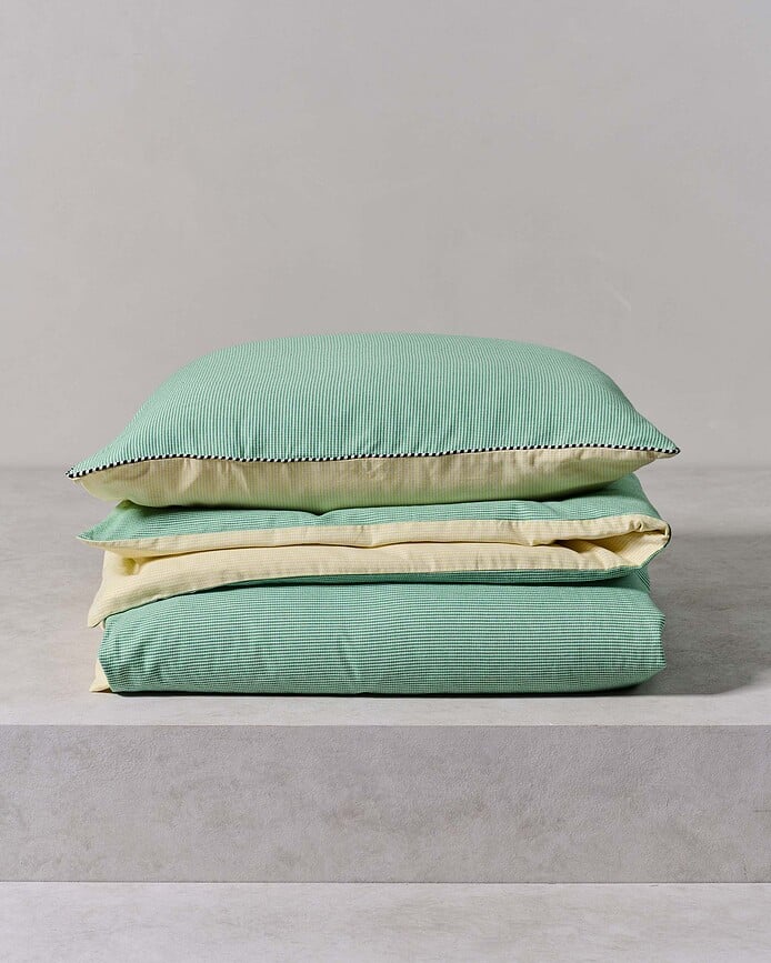 Funda Nórdica Pied de Cool, 200 x 220 cm, verde, con 2 fundas de almohada 60 x 70 cm, cierre de solapa