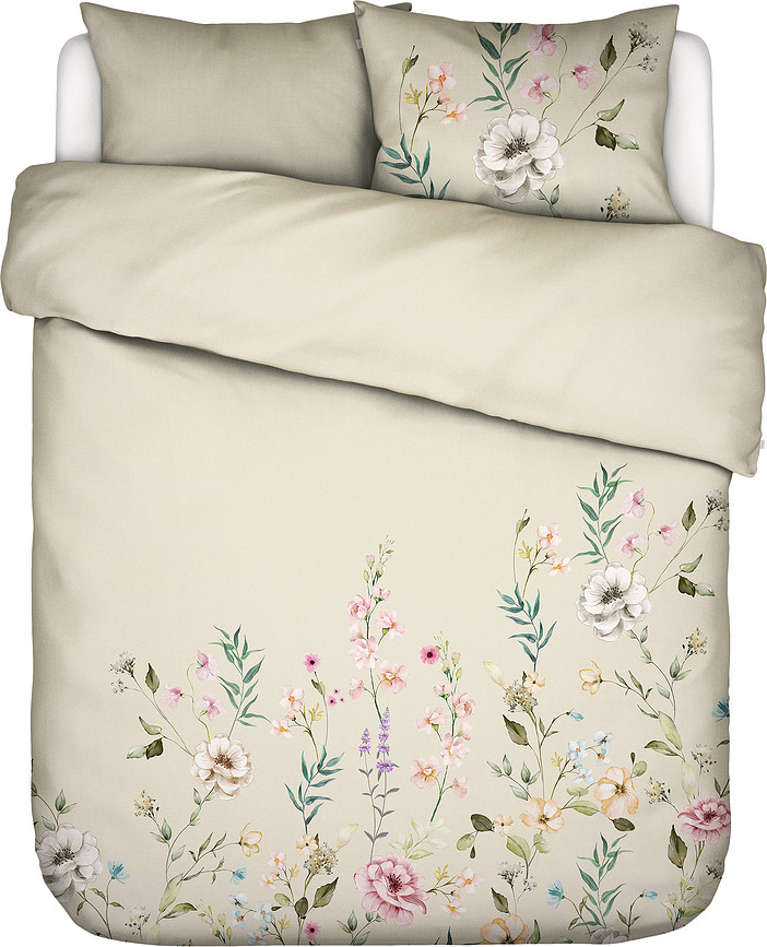 Funda Nórdica Romee, 260 x 220 cm, vainilla, con 2 fundas de almohada 60 x 70 cm, cierre con solapa