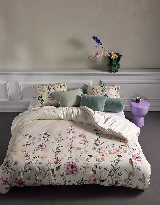 Funda Nórdica Romee, 135 x 200 cm, color vainilla, con funda de almohada 80 x 80 cm, cierre de cremallera