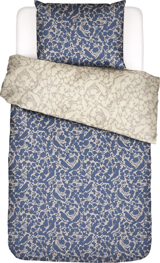 Funda Nórdica Rosie, 140 x 200 cm, azul y beige, con funda de almohada 70 x 90 cm, cierre de cremallera