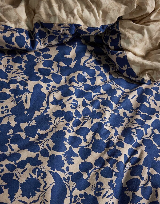 Juego de Funda Nórdica Rosie, 260 x 220 cm, azul y beige, con 2 fundas de almohada 60 x 70 cm, cierre de solapa