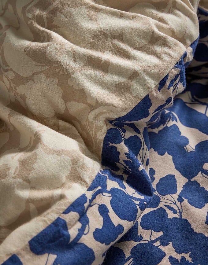 Juego de Funda Nórdica Rosie, 260 x 220 cm, azul y beige, con 2 fundas de almohada 60 x 70 cm, cierre de solapa