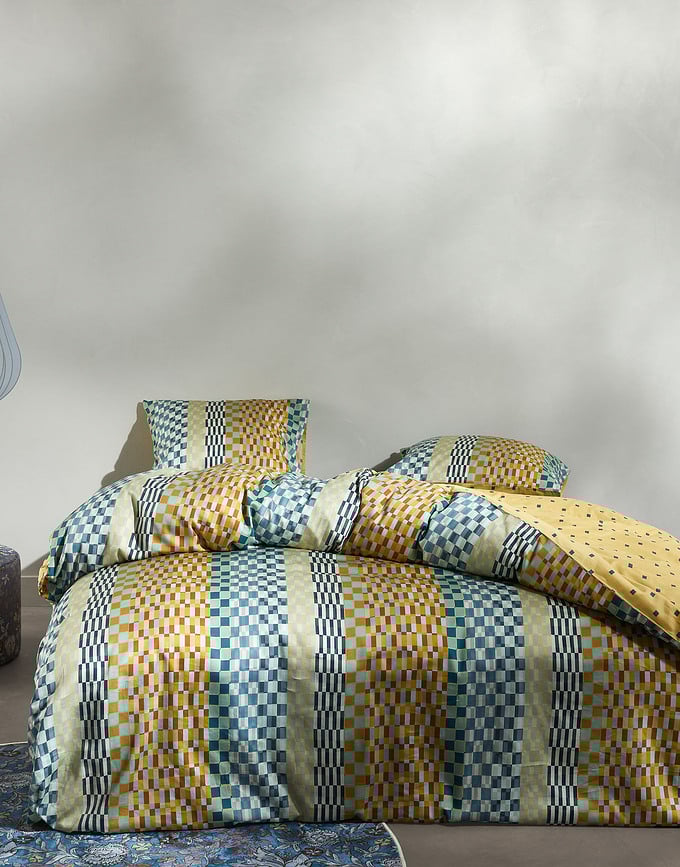 Funda Nórdica Stach, 200 x 200 cm, amarilla, cierre de cremallera, con 2 fundas de almohada de 80 x 80 cm